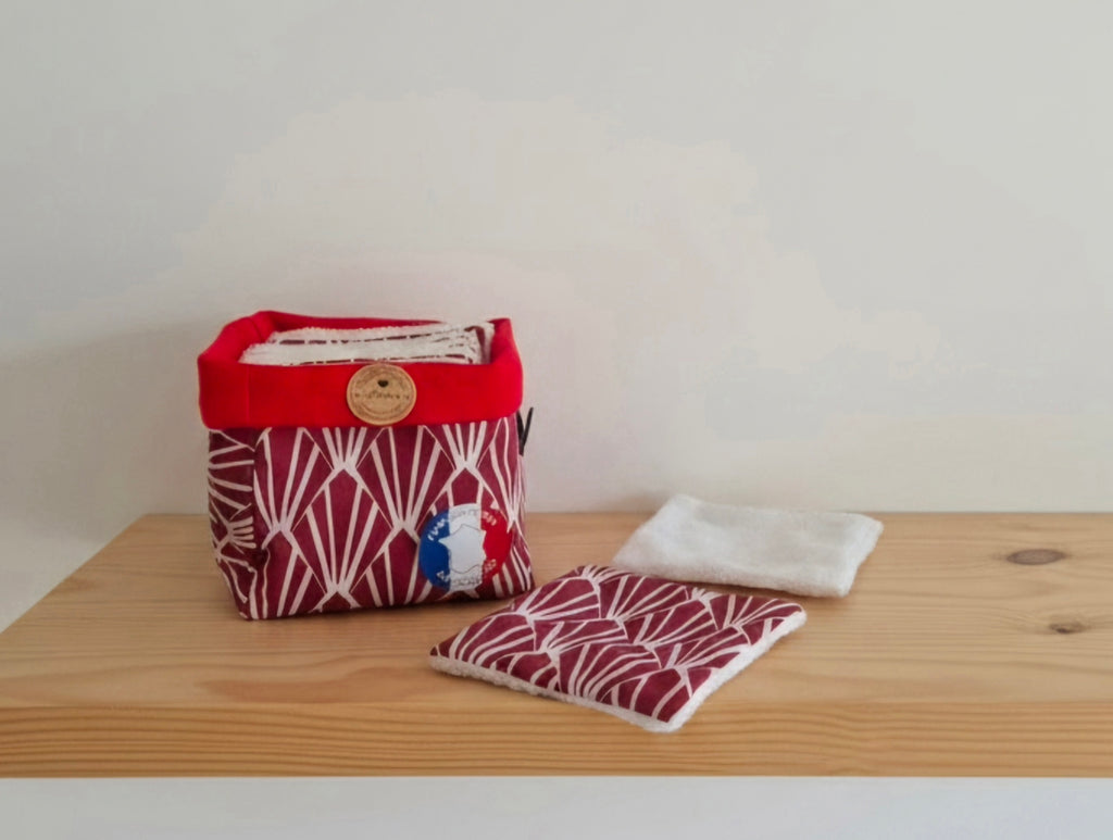 Panier réversible avec 10 lingettes lavables – Zéro déchet