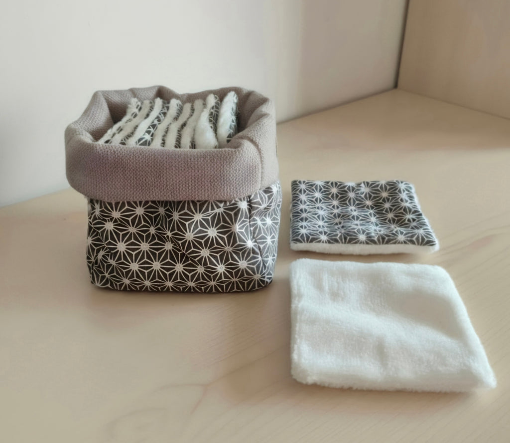 Panier Réversible de 10 Lingettes Lavables Zéro Déchets
