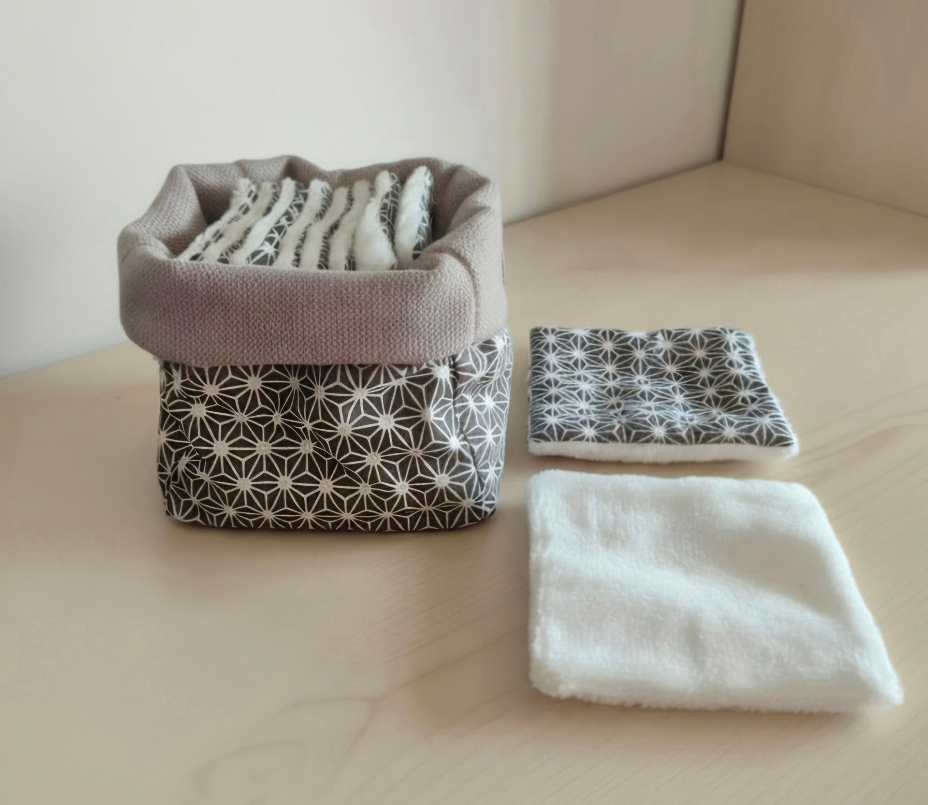 Panier Réversible de 10 Lingettes Lavables Zéro Déchets