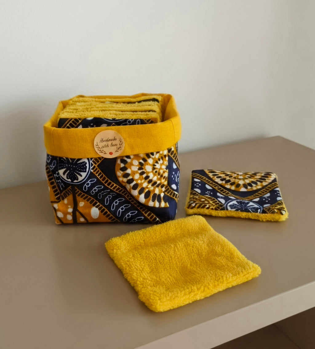 Panier Réversible de 10 Lingettes Lavables Zéro Déchets