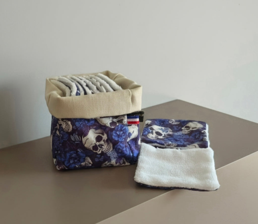 Panier Réversible de 10 Lingettes Lavables Zéro Déchets