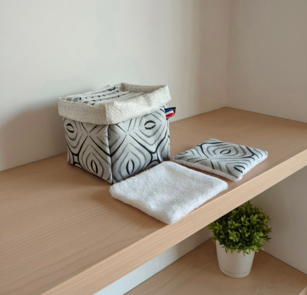 Panier Réversible de 10 Lingettes Lavables Zéro Déchets