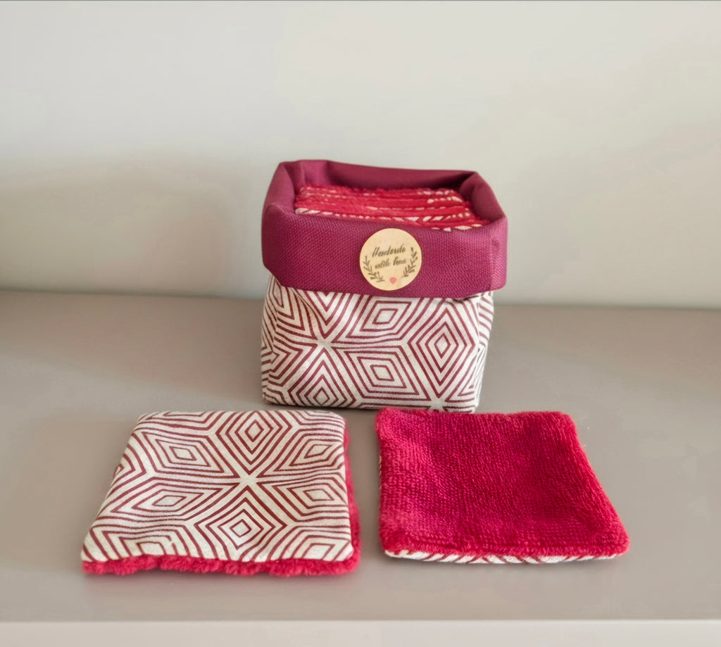 Panier Réversible de 10 Lingettes Lavables Zéro Déchets