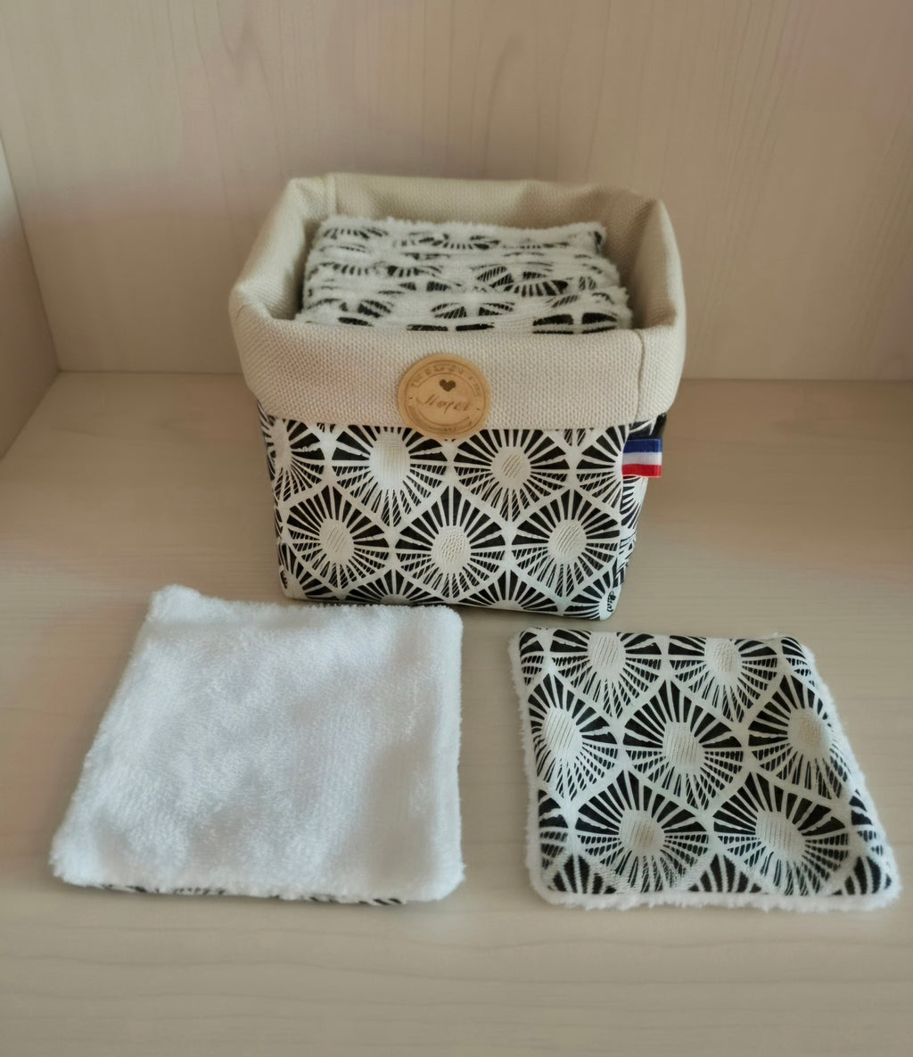 Panier Réversible de 10 Lingettes Lavables Zéro Déchets
