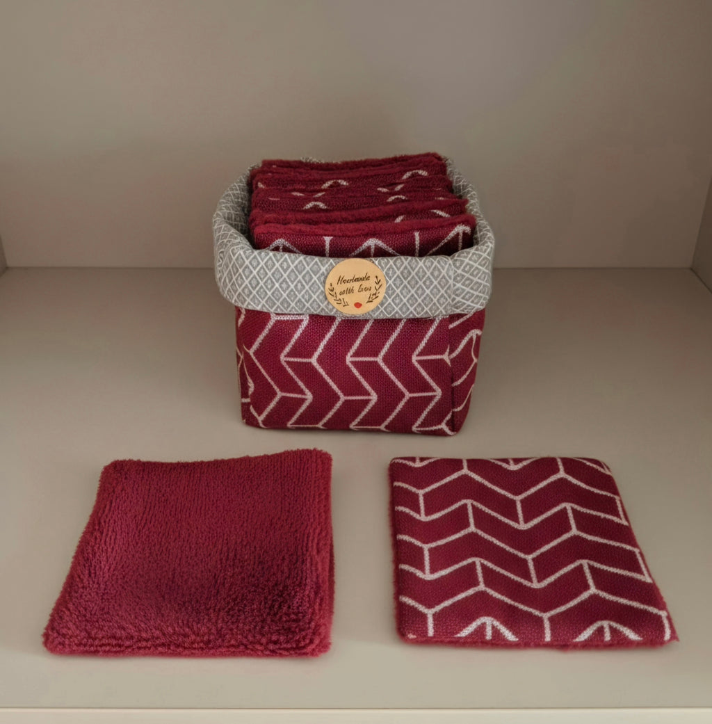 Panier Réversible de 10 Lingettes Lavables Zéro Déchets