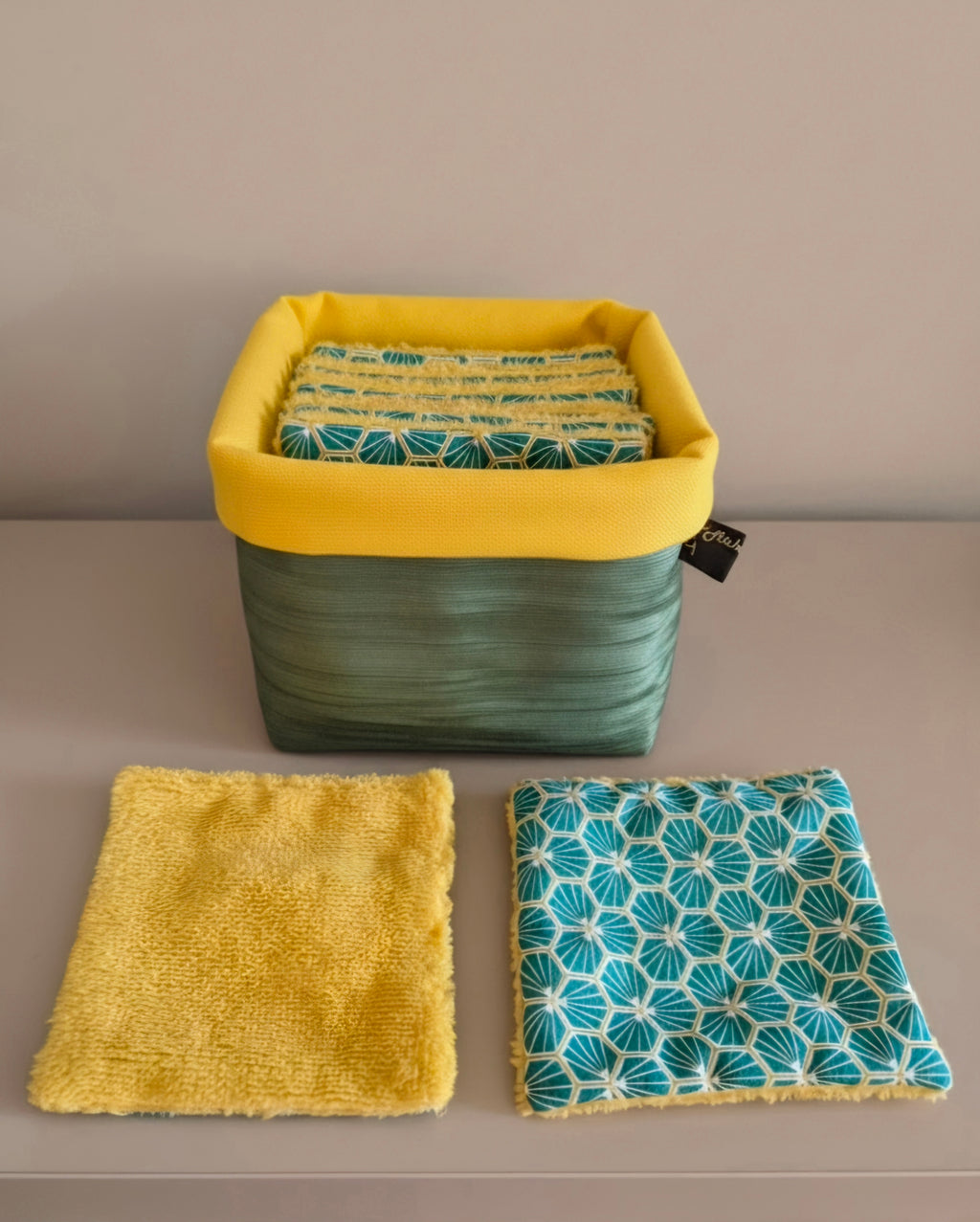 Panier réversible avec 10 lingettes lavables – Zéro déchet